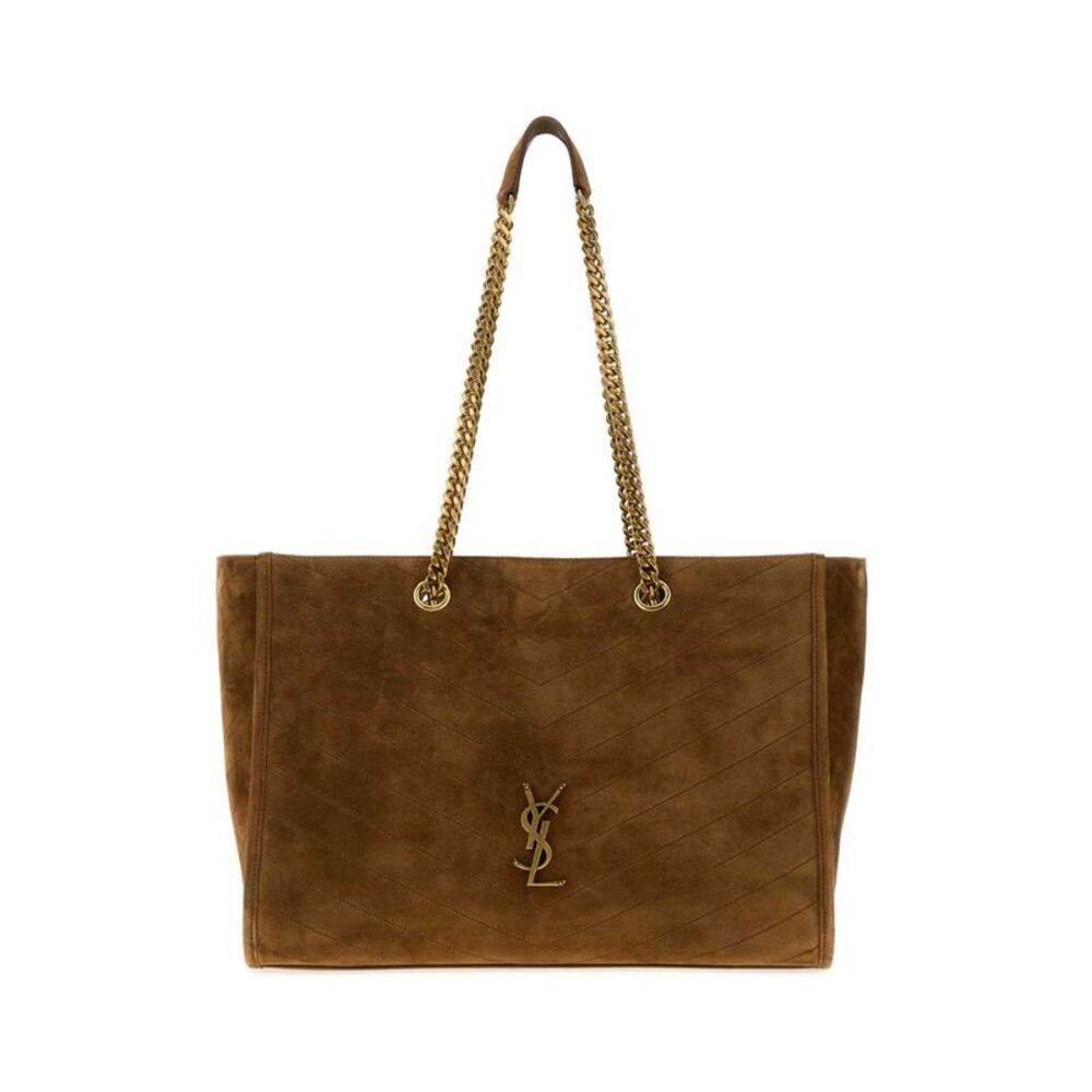 Saint Laurent Women Camel Suede Niki Shopping Bag